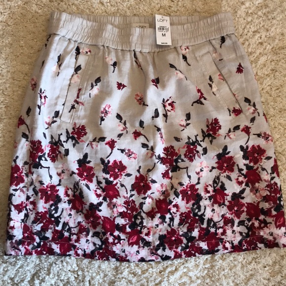 LOFT Dresses & Skirts - NWT Loft Linen Blend Floral Skirt Size M
